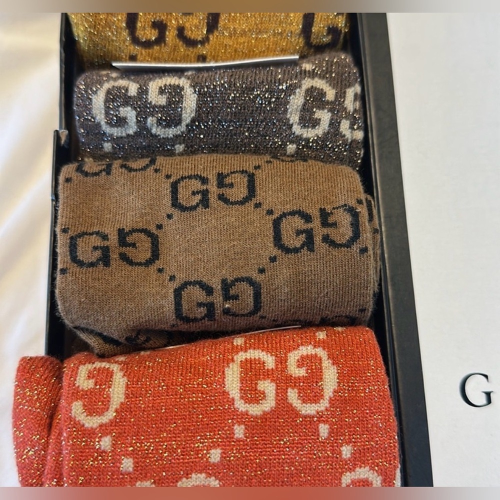 Gucci Socks in Brown, Black/Silver, Red, Green, and Gold - Picture 3 of 6
